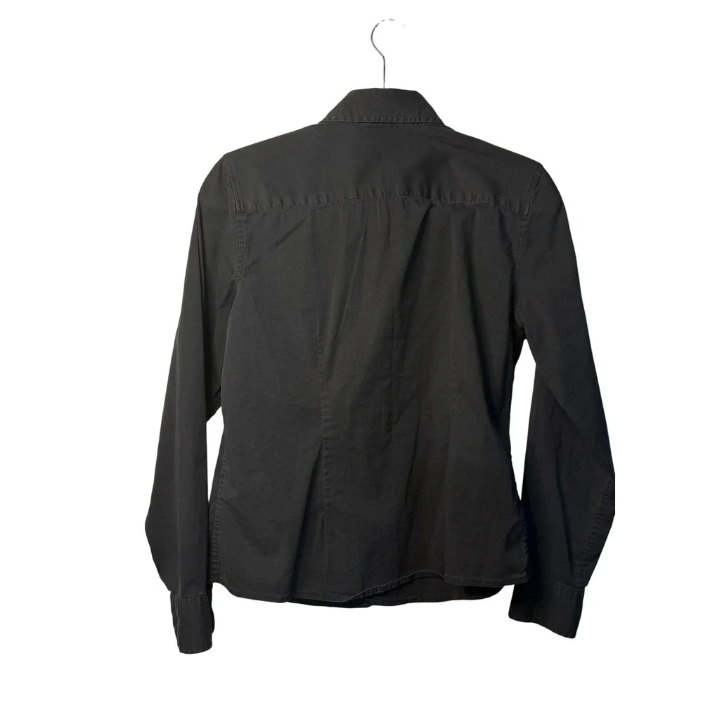 VTG Ralph Lauren Button Down Shirt Black Stretch Cotton Long‎ Sleeve Kids Large
